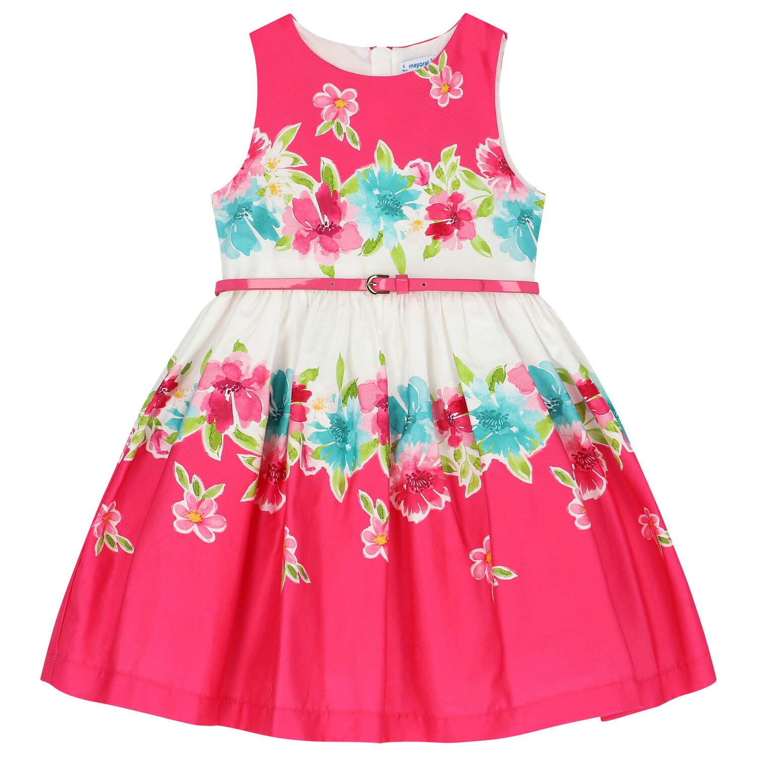 Girls Pink & White Floral Dress, 1, hi-res image number null