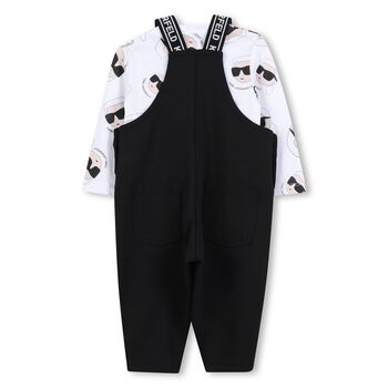 Baby Boys Black & White Ikonik Dungaree Set