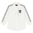 Boys White Logo Shirt, 1, hi-res