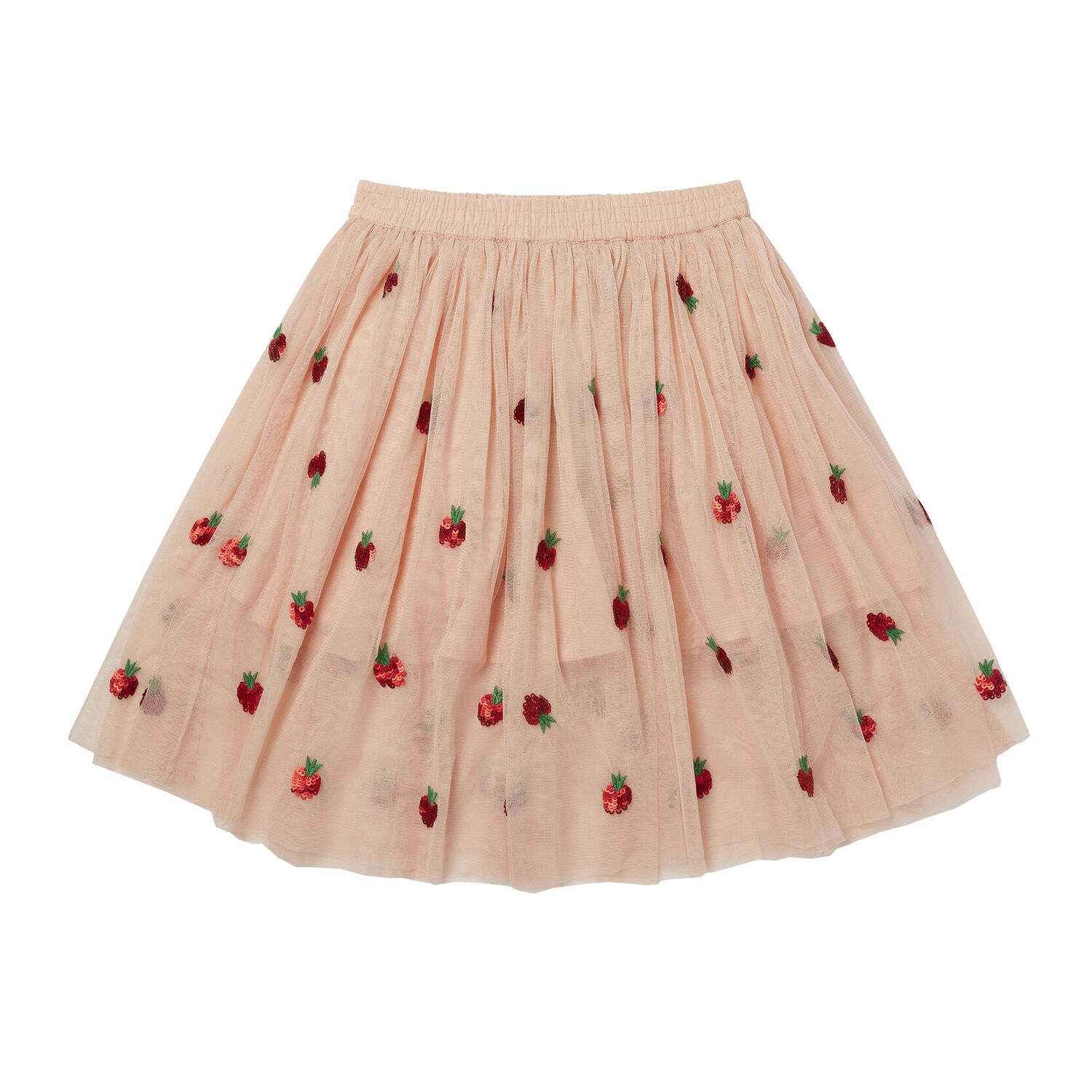 Girls Pink Strawberry Tulle Skirt, 1, hi-res image number null