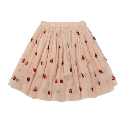 Girls Pink Strawberry Tulle Skirt