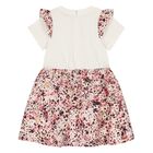 Younger Girls Ivory & Pink Logo Ruffled Dress, 1, hi-res