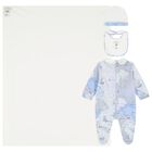 Baby Boys Ivory & Blue Geo Map Babygrow Gift Set, 1, hi-res