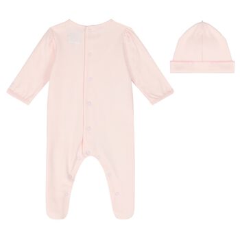 Baby Girls Pink Cotton Babygrow Set