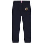 بنطال رياضي بالشعار باللون الكحلي للأولاد, 1, hi-res