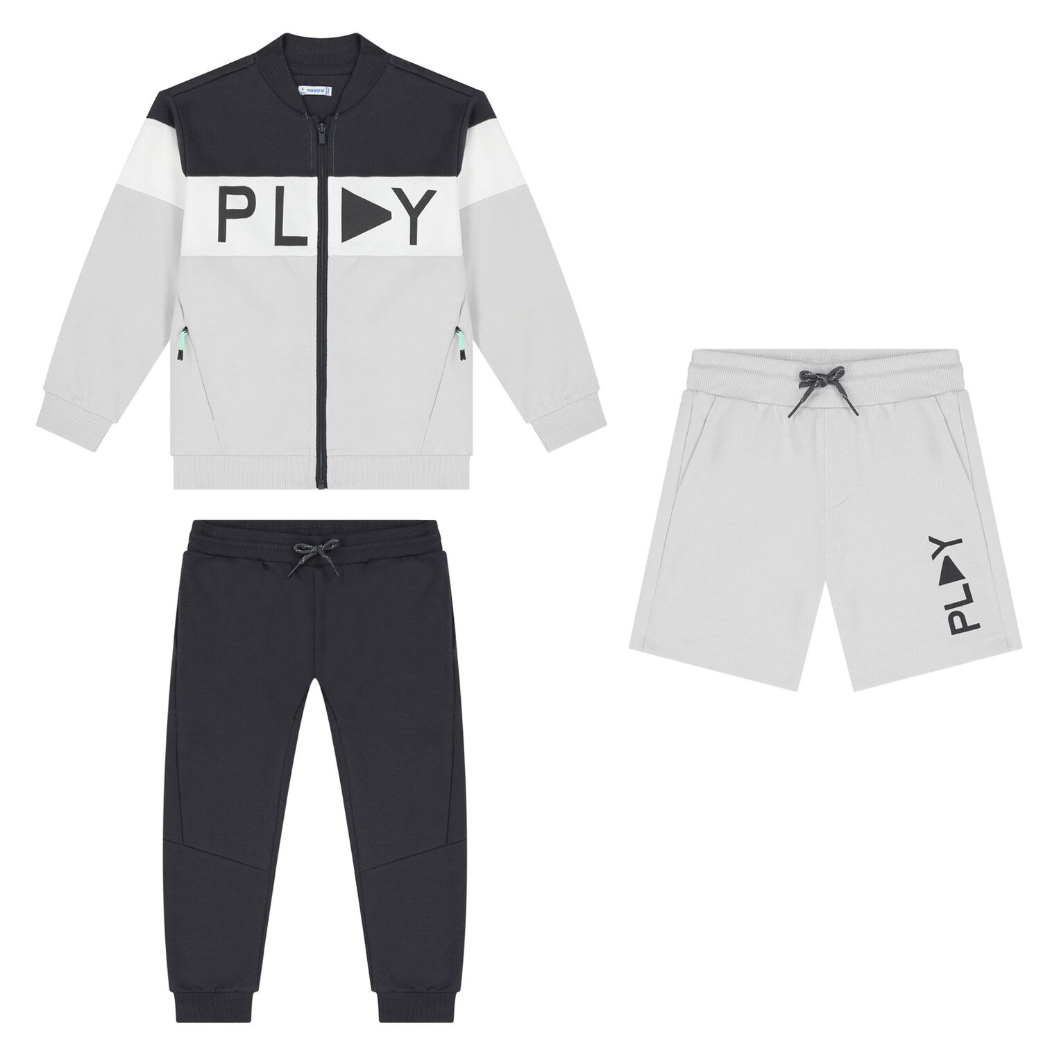 Boys Grey & Black Tracksuit Set, 1, hi-res image number null
