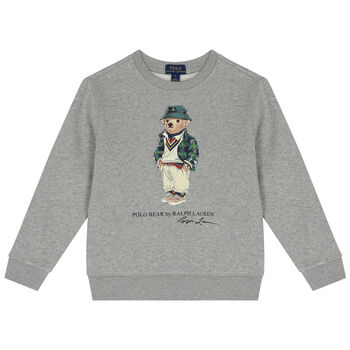 Boys Grey Polo Bear Sweatshirt