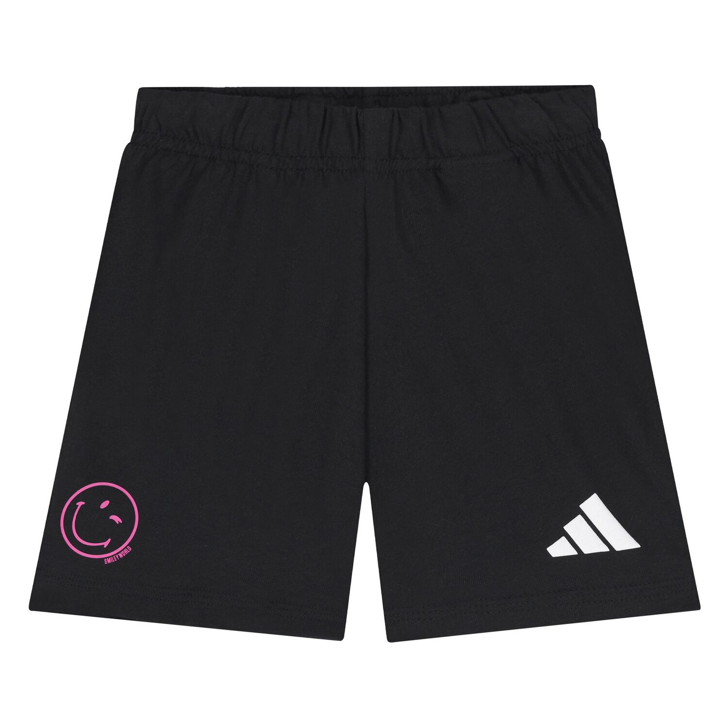 Younger Girls Pink & Black Smiley Logo Shorts Set, 2, hi-res