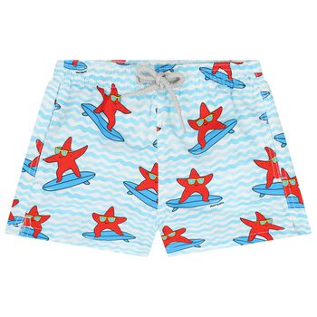 Boys Blue & White Star Fish Swim Shorts