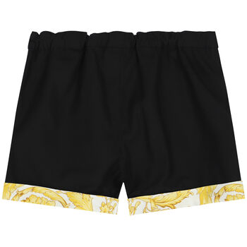Younger Boys Black & Gold Barocco Shorts