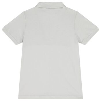 Boys White & Grey Logo Polo Shirt