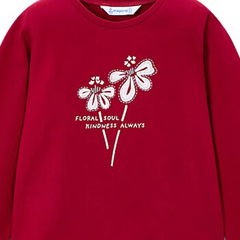 Girls Red Flower Long Sleeve Top