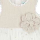 Younger Girls Gold & White Flower Dress, 1, hi-res