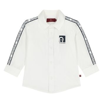 Younger Boys White Logo Shirt
