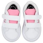 Girls White & Pink Grand Court Trainers, 1, hi-res
