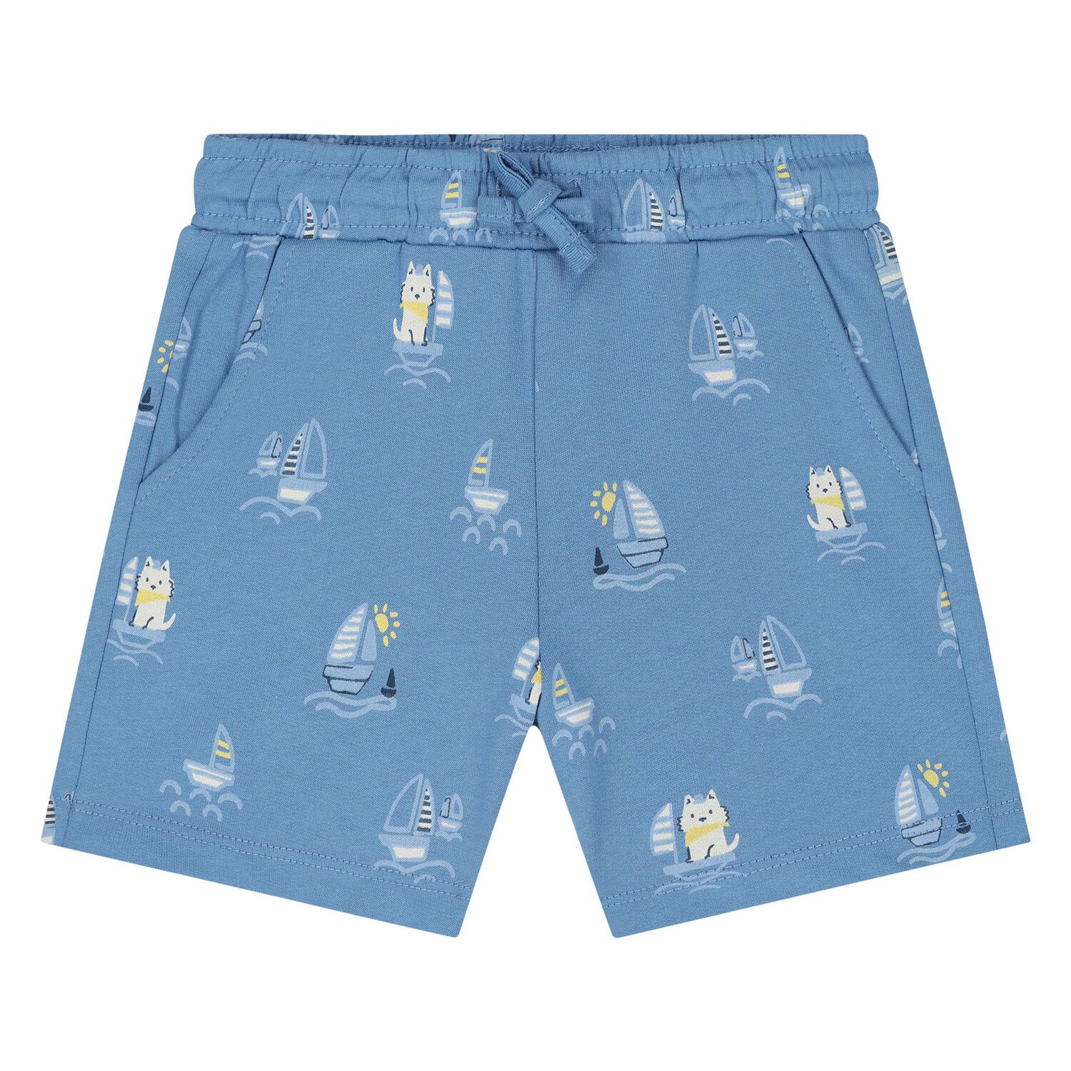Younger Boys White & Blue Shorts Set, 1, hi-res image number null