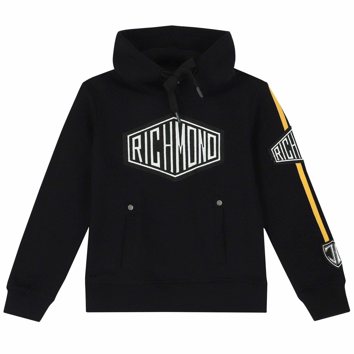 Boys Black Logo Hooded Top, 1, hi-res image number null