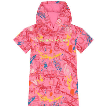 Girls Pink Logo Hooded Dress