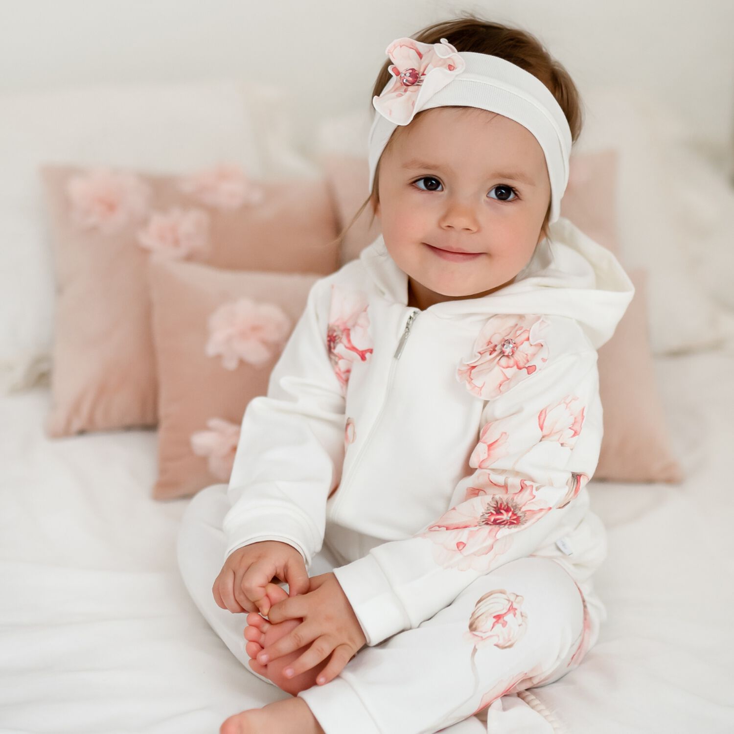 Baby Girls Ivory Flower Headband, 1, hi-res image number null