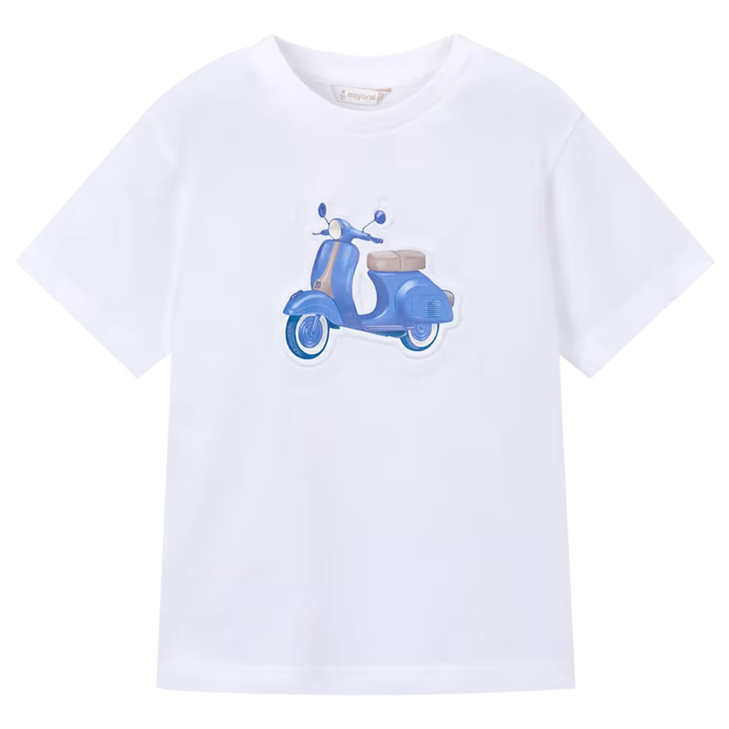 Boys White Motorbike T-Shirt, 3, hi-res