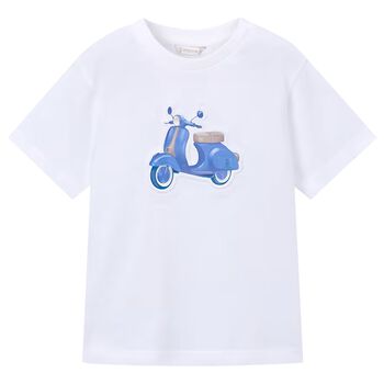 Boys White Motorbike T-Shirt