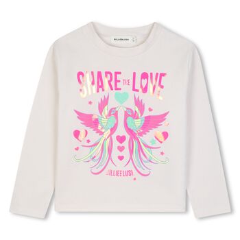 Girls Ivory Lovebird Logo Long Sleeve Top