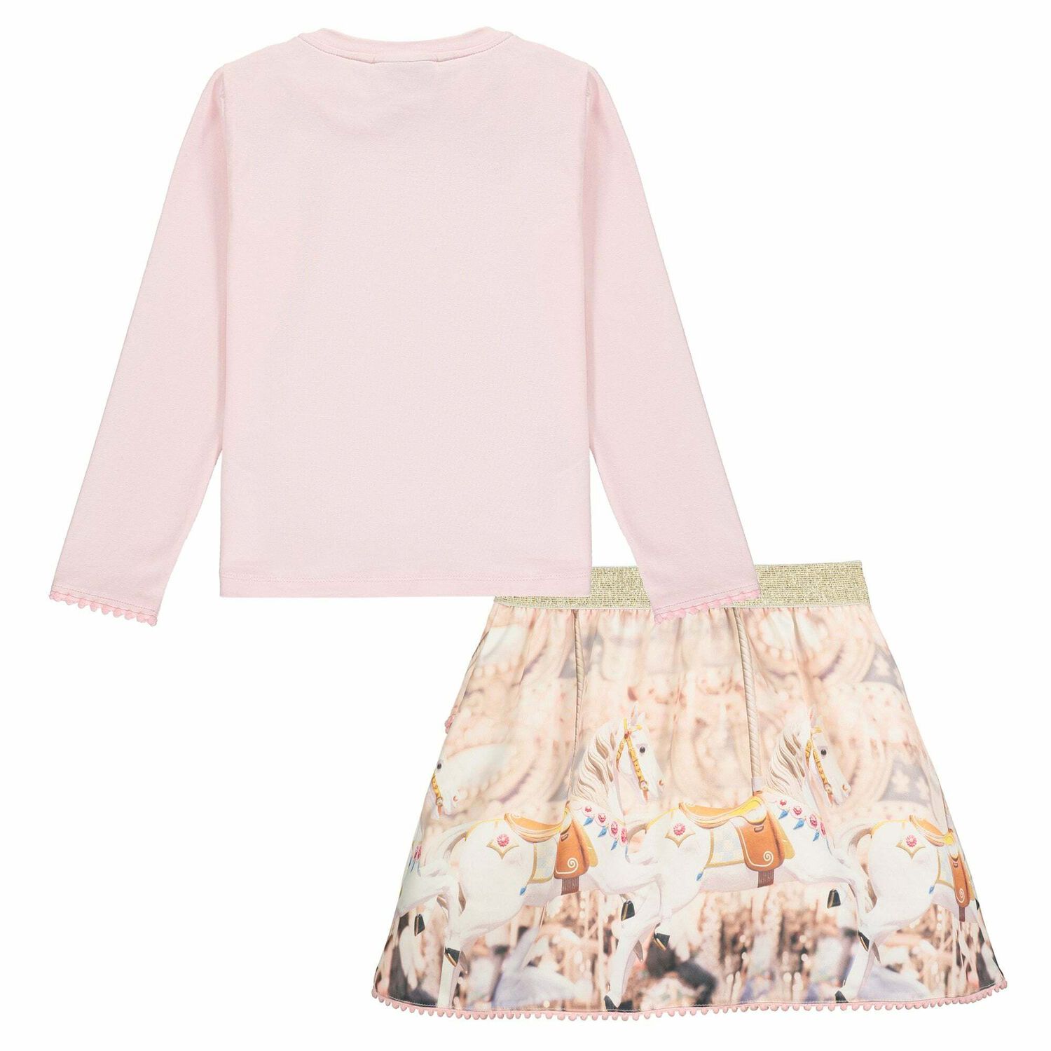 Girls Pink & Champagne Skirt Set, 1, hi-res