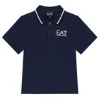 Boys Navy Blue Logo Polo Shirt, 4, hi-res
