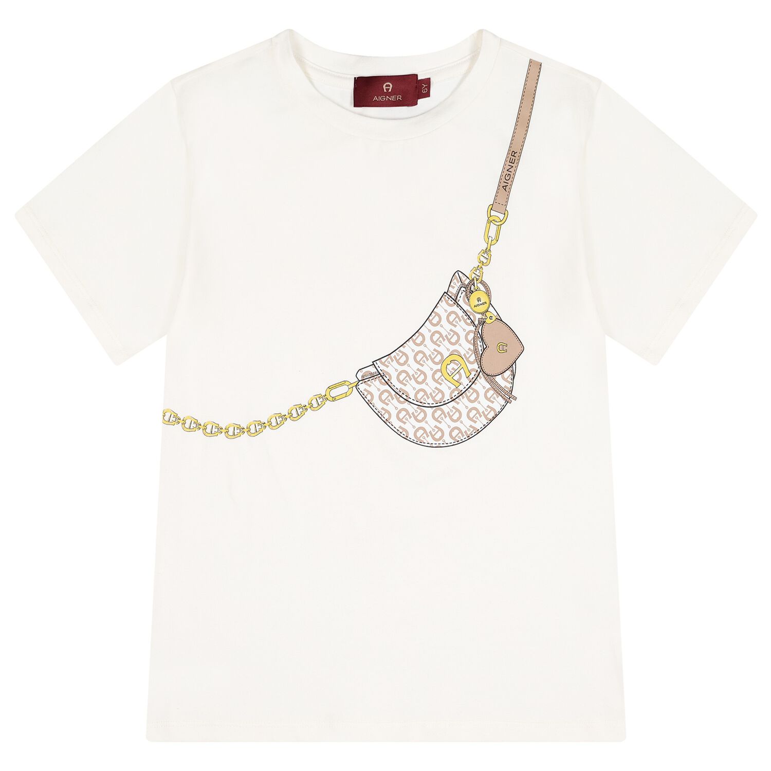 Girls Ivory Bag Logo T-Shirt, 1, hi-res