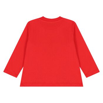 Younger Red Teddy Bear Logo Long Sleeve Top