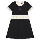 Girls Black Logo Dress, 1, hi-res