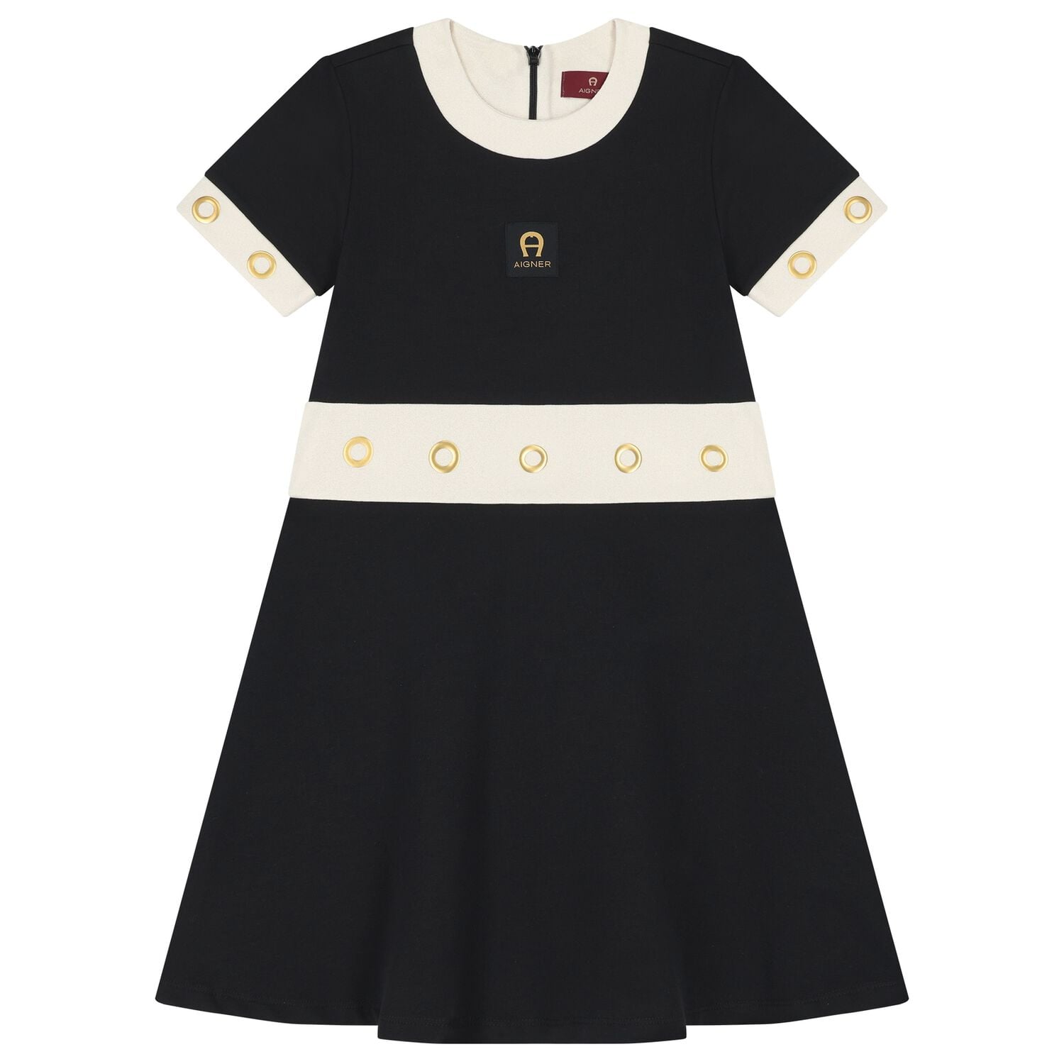Girls Black Logo Dress, 1, hi-res
