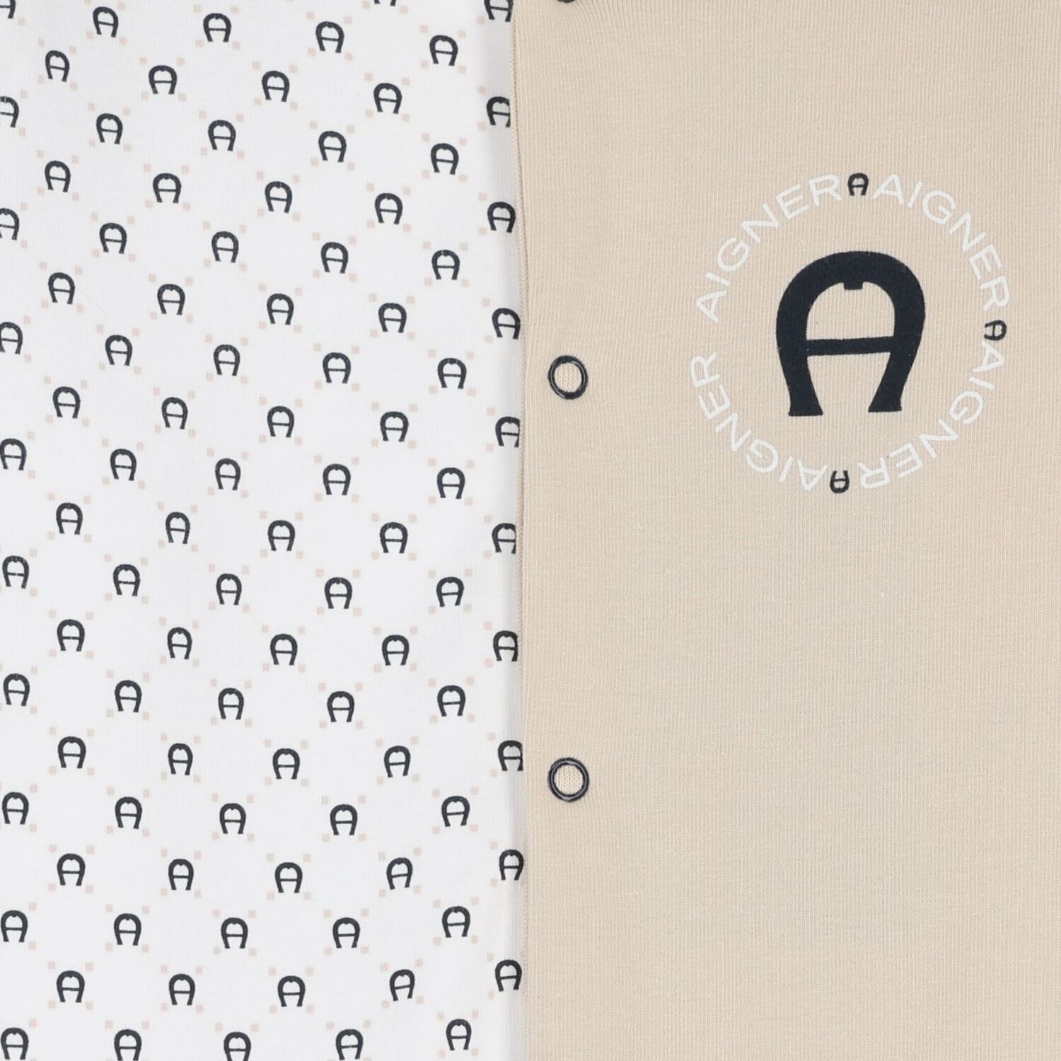 White & Beige Logo Babygrow, 1, hi-res image number null