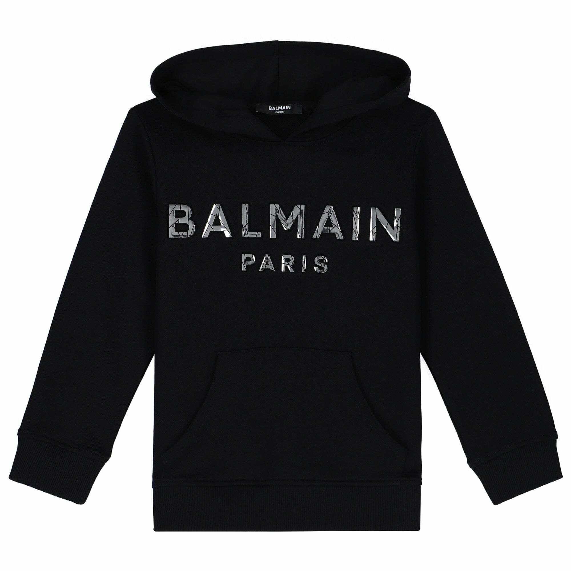 Balmain Black Logo Hooded Top Junior Couture