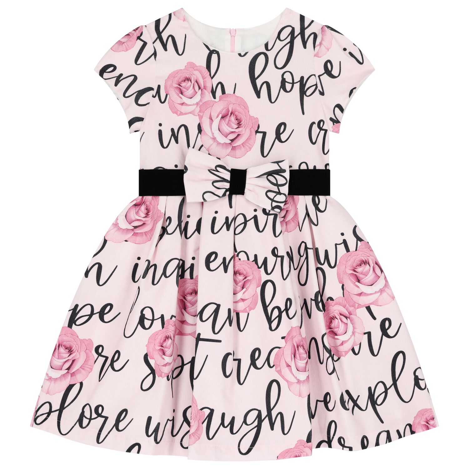 فستان بنات بطابعة الزهور باللون الوردي , 1, hi-res image number null