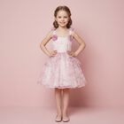 Girls Pink Foral Flared Dress, 1, hi-res