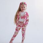 Girls Pink Bow Joggers, 1, hi-res