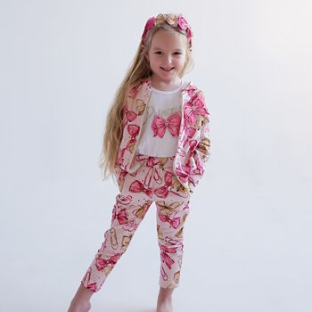 Girls Pink Bow Joggers