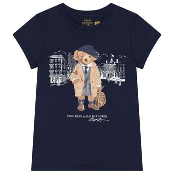 Girls Navy Blue Polo Bear T-Shirt