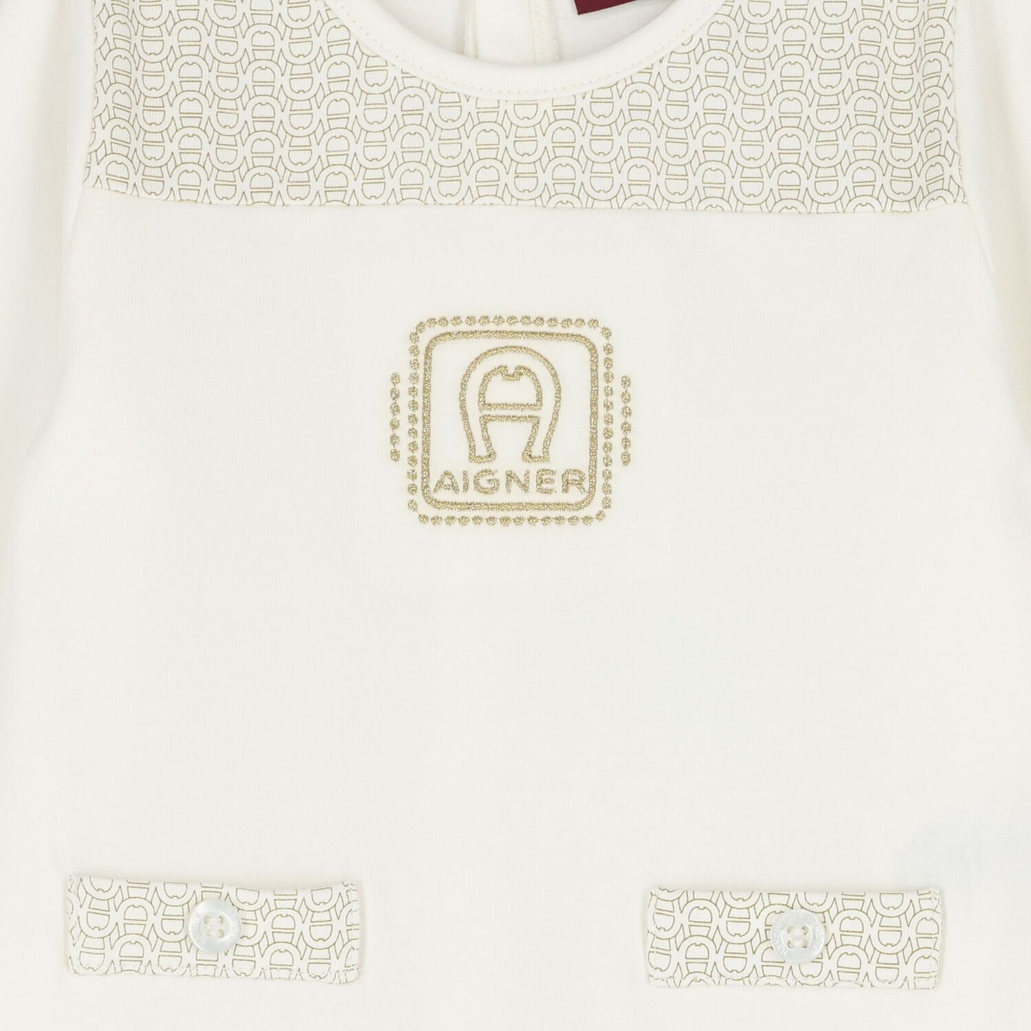 Ivory & Gold Logo Babygrow, 2, hi-res