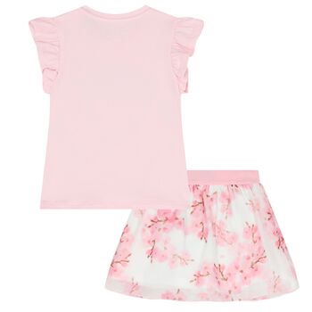 Baby Girls Pink Logo Skirt Set