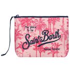 Girls Pink Palm Print Pouch, 1, hi-res