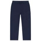 Boys Navy Blue Logo Trousers, 1, hi-res