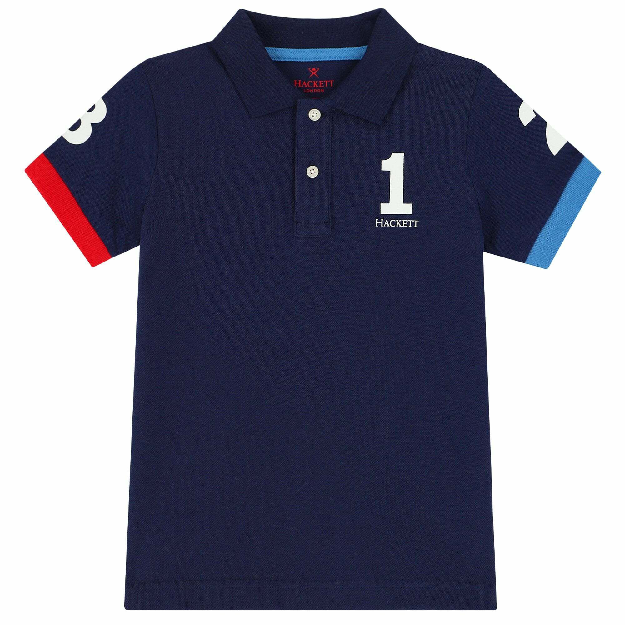 Hackett London Boys Navy Logo Polo Shirt Junior Couture USA