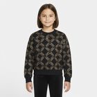 سويت شيرت بالشعارباللون الأسود والذهبي للبنات, 1, hi-res