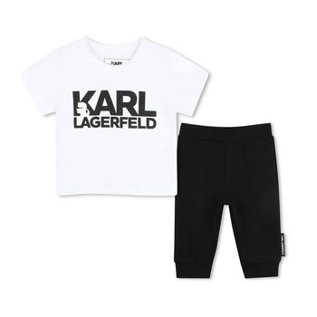 Boys White & Black Joggers Set