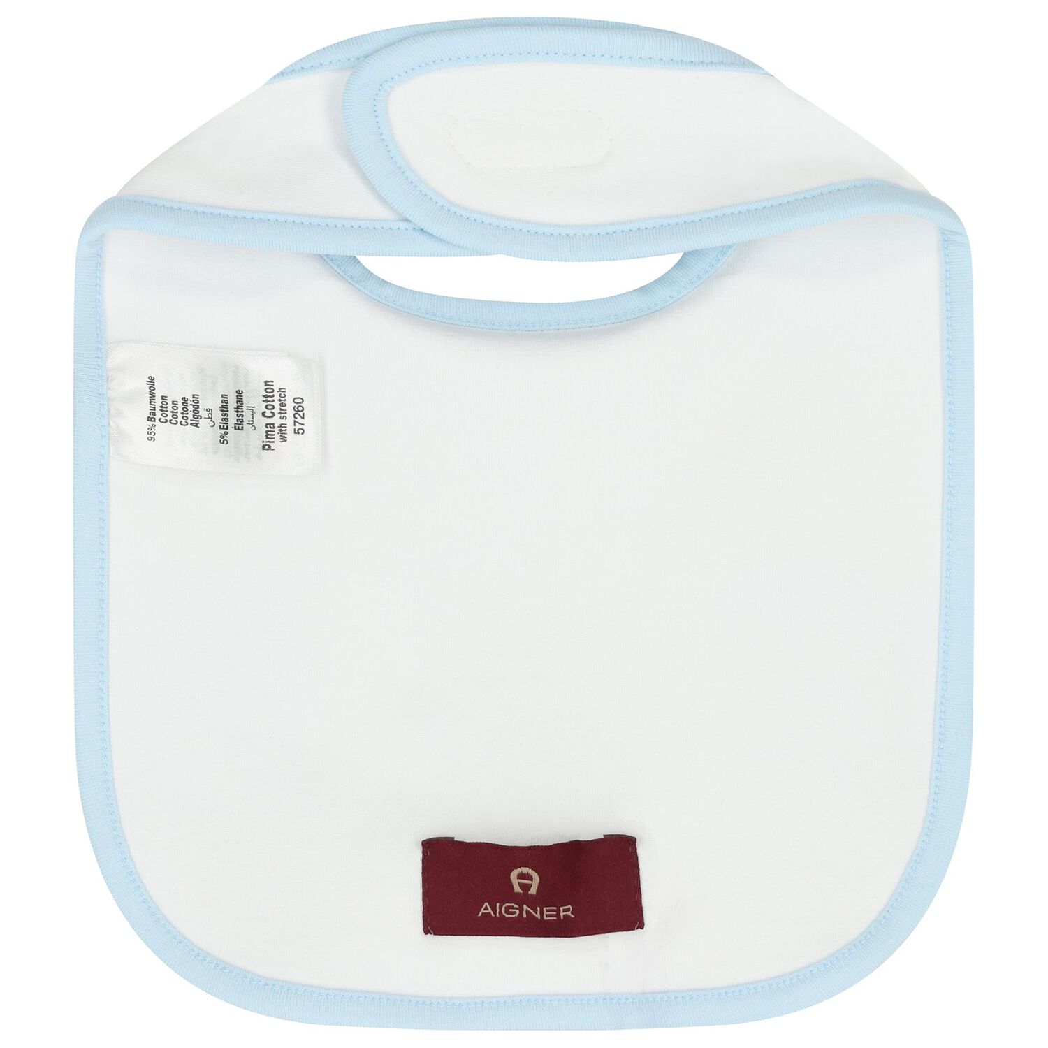 Baby Boys White & Blue Teddy Bear Logo Bib, 2, hi-res