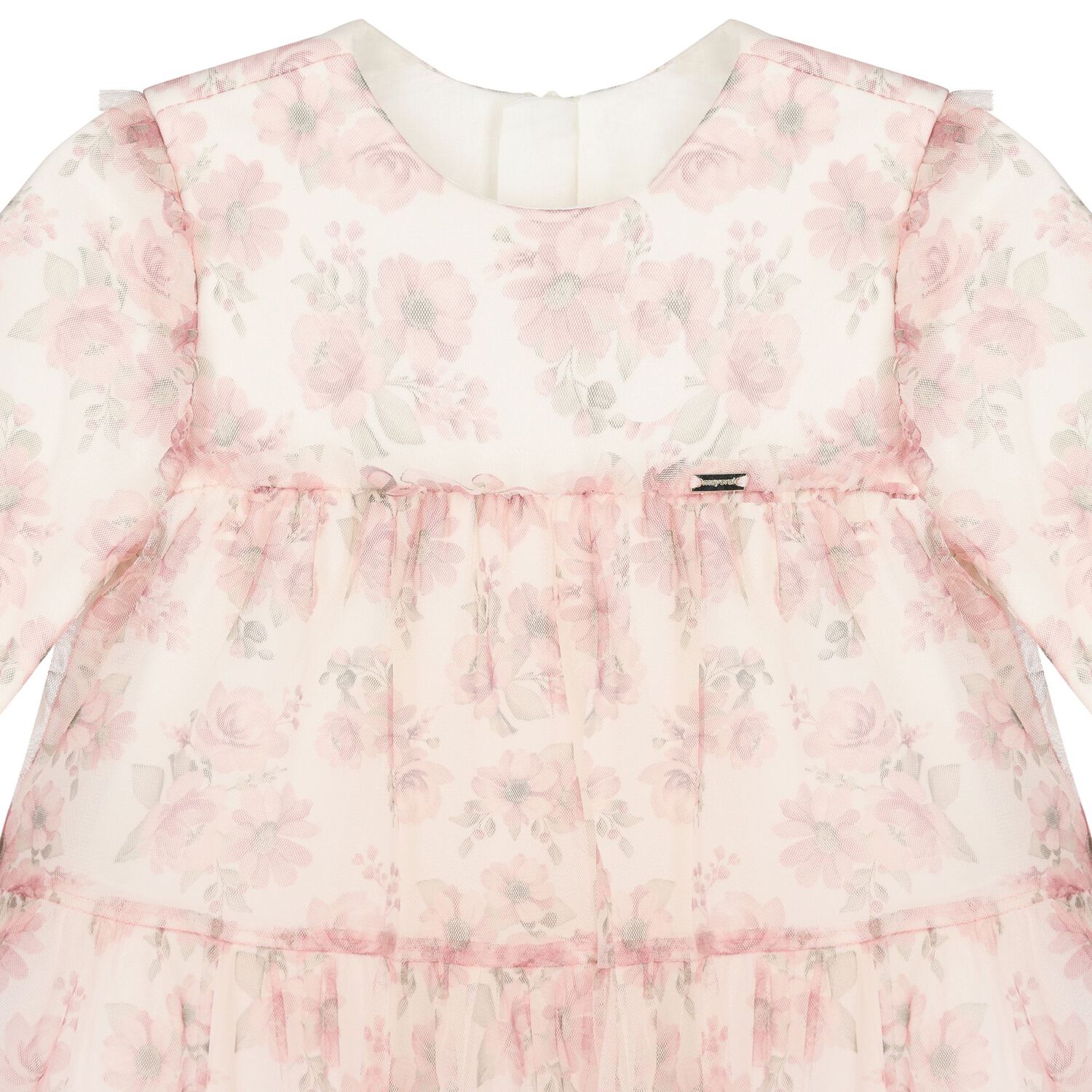 Baby Girls Pink Floral Tulle Dress, 1, hi-res