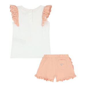 Baby Girls White & Pink Shorts Set