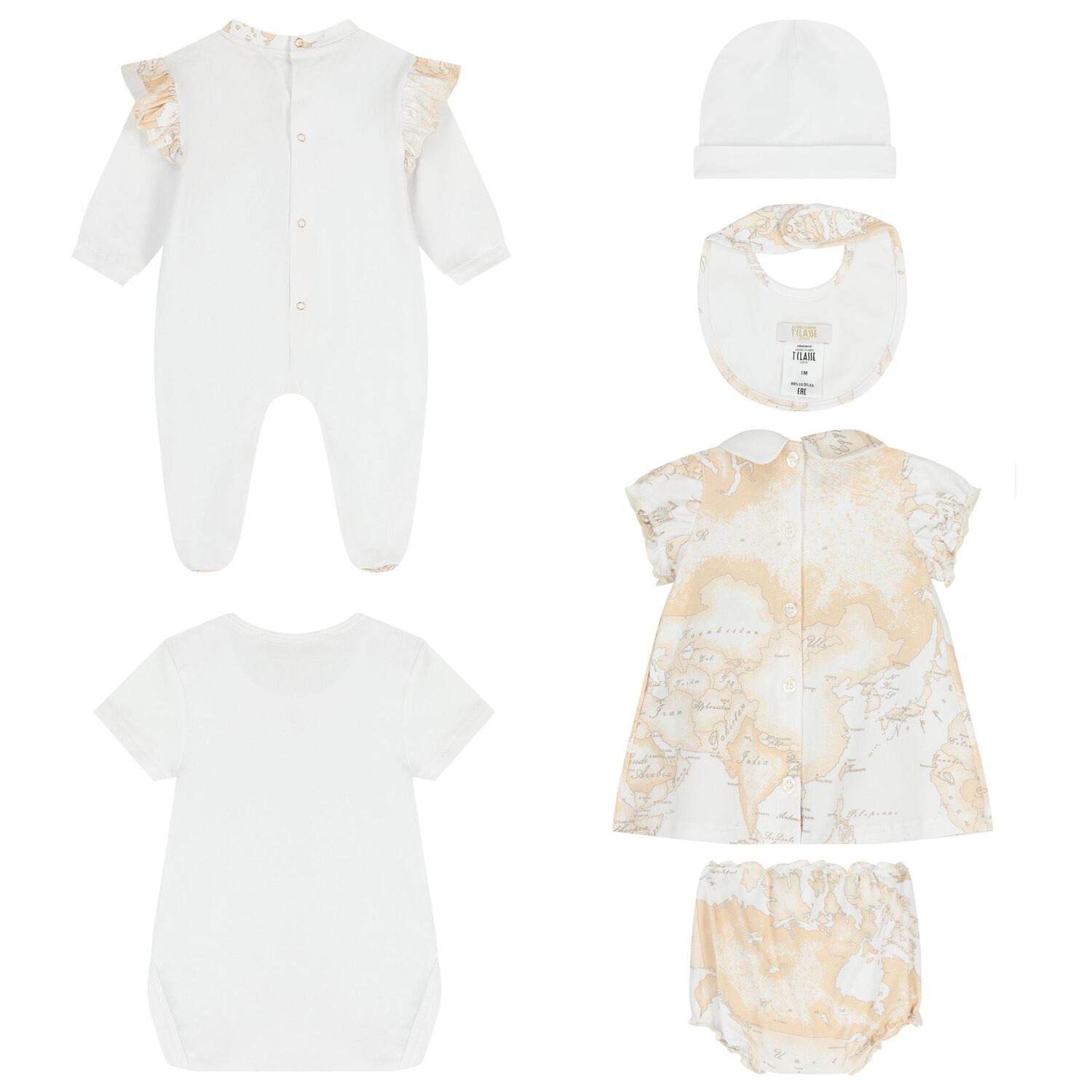 Baby Girls White & Beige Geo Map Gift Set, 1, hi-res